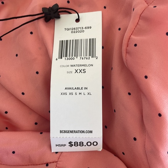 BCBG ruffle watermelon blouse with polka dots - Picture 6 of 6